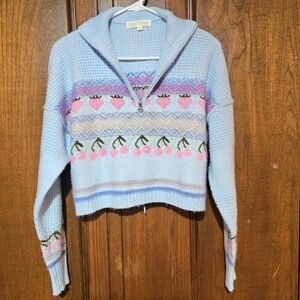 Sugar Moon Quarter Zip Cropped Sweater